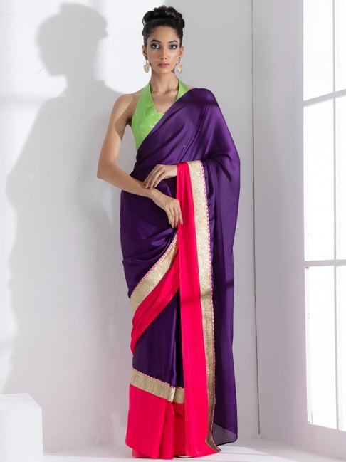 Buy Weaving Satin Silk Purple Classic Saree Online : 260287 -