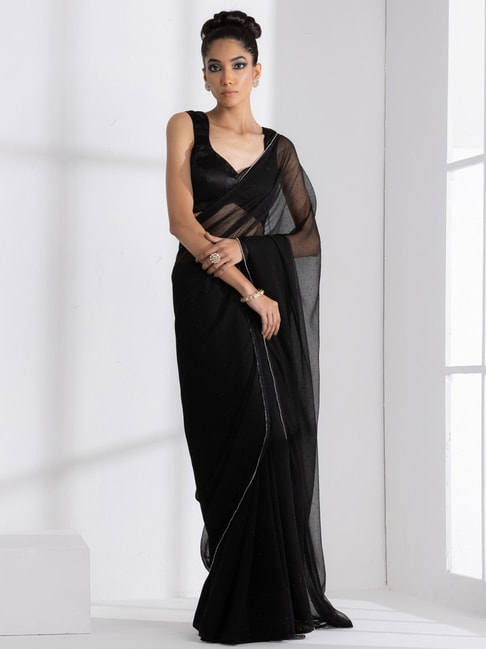 Buy Akinom Women's Black Chiffon Saree With Designer Blouse at Amazon.in-sgquangbinhtourist.com.vn