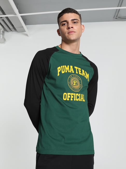 Puma X Harrdy Sandhu Green Regular Fit Cotton Crew T Shirt