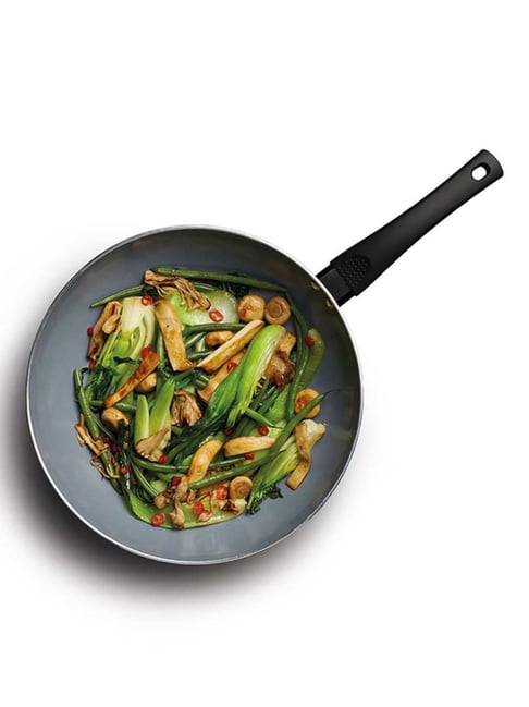 MasterClass Grey Medium Carbon Steel Wok - 30 cm