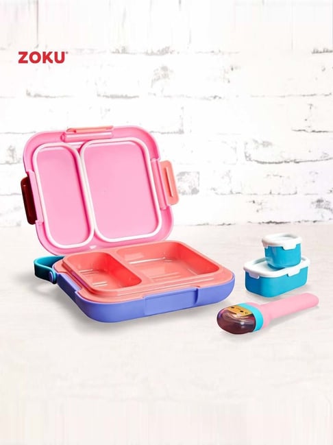 Zoku 2-Piece Multicolor Medium Kids Lunch Box & Pocket Cutlery Set-picture-48