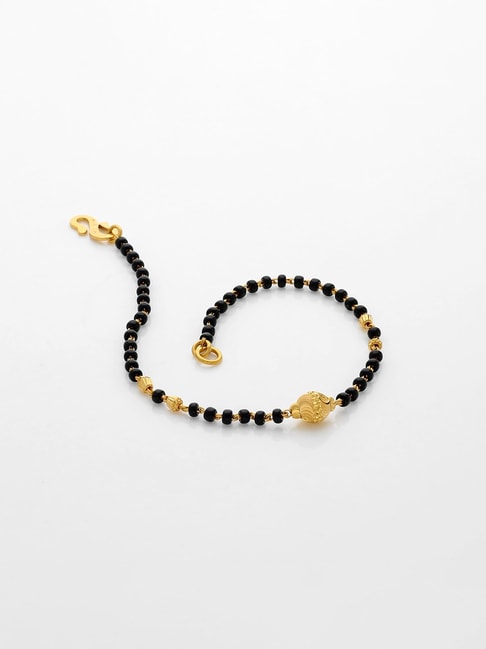 22k Gold cz Black Beads Mangalsutra Bracelet | Raj Jewels