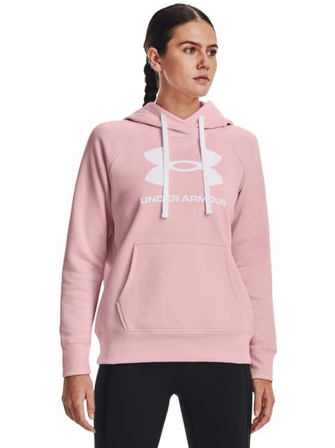 UNDER ARMOUR Pink Cotton Logo Print Sports Sweatshirt