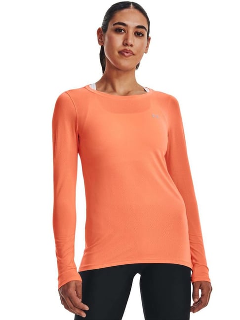 UNDER ARMOUR Orange Logo Print Sports T-Shirt