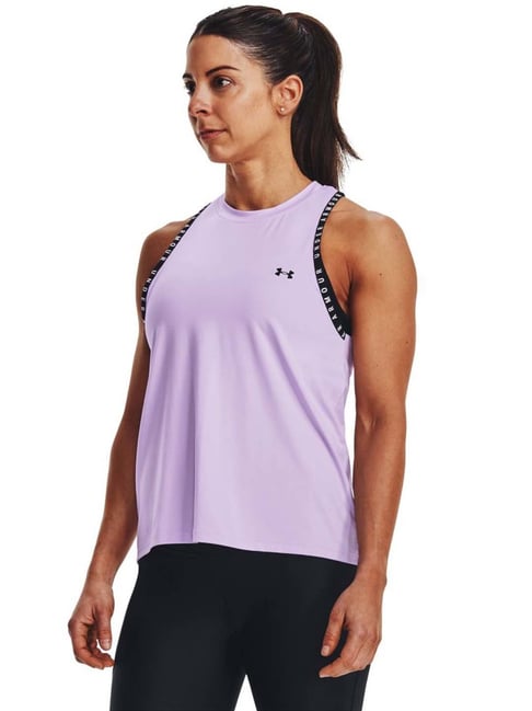 UNDER ARMOUR Purple Logo Print Sports Tank Top