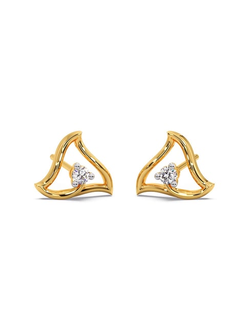 Candere by Kalyan Jewellers Stylish 18K Yellow Gold and Diamond Stud  Earrings