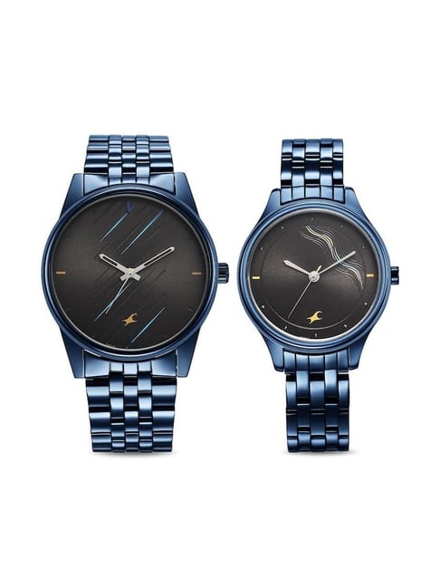 Watch Combo (Pack of 2) BUY 1 GET 1 FREE - Most Selling Latest Trending Men  and Women watches Best Quality Watch Classy Watch Wrist Watch Stylish  Couple Black Stainless Steel Analog Watch