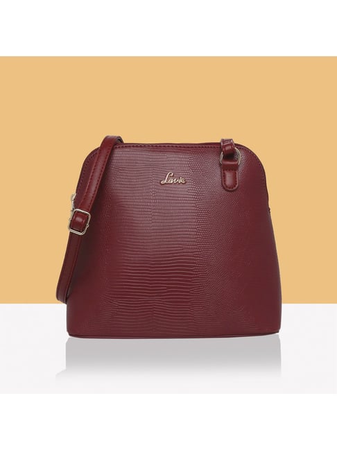 Buy Lavie Liz Merlin Maroon Synthetic Textured Sling Handbag