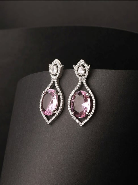 Estate Pink Sapphires and Diamond Dangle Earrings