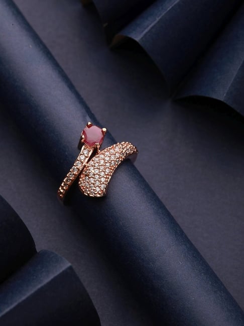 Pink Tourmaline Onyx Three Stone Emerald-cut Trellis ring - 14K White Gold  |JewelsForMe