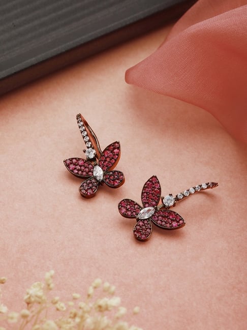 ad stone earrings online ruby and peacock design chandbali model -  Swarnakshi Jewelry