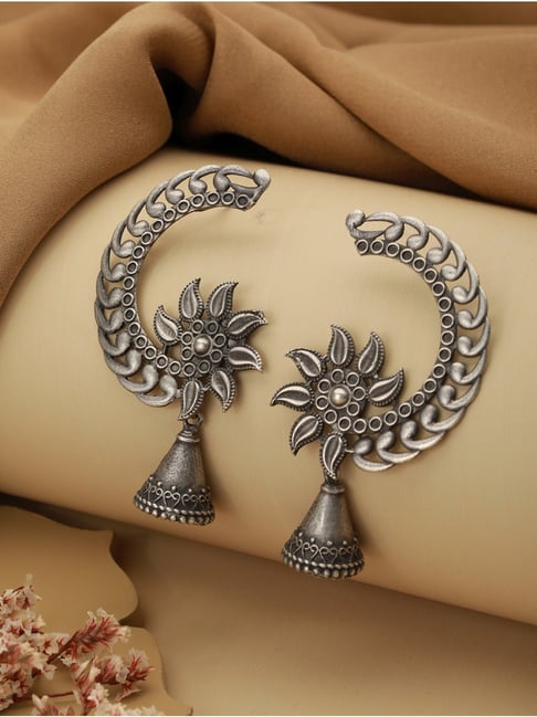 Big Jhumka Earrings, Handmade Layered Earrings, Vintage Earrings, Long  Silver Jhumki, Oxidized Silver Earrings Flower, Bollywood Jewelry - Etsy  Israel