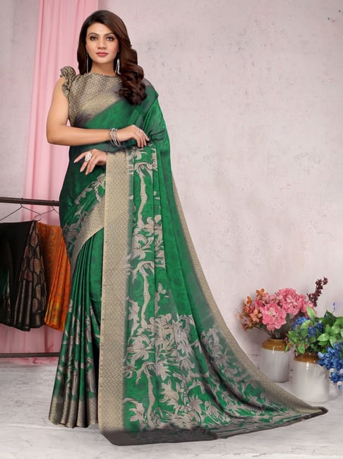 Buy Green Silk Printed Saree For Women by Masaba Online at Aza Fashions.