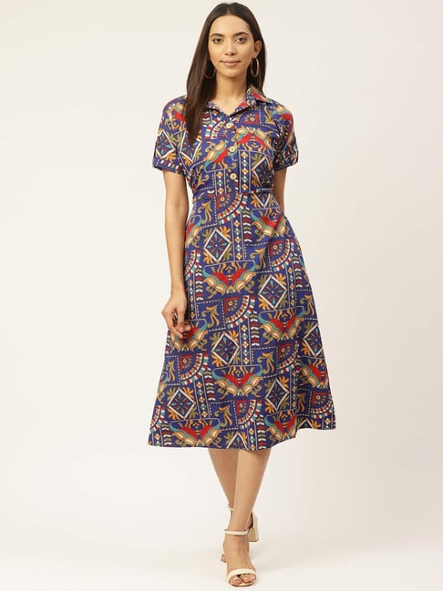 Cottinfab Multicolor Printed A Line Dress-image-0