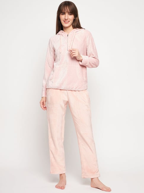 MADAME M Secret Peach Self Design Hoodie With Pyjamas-picture-40