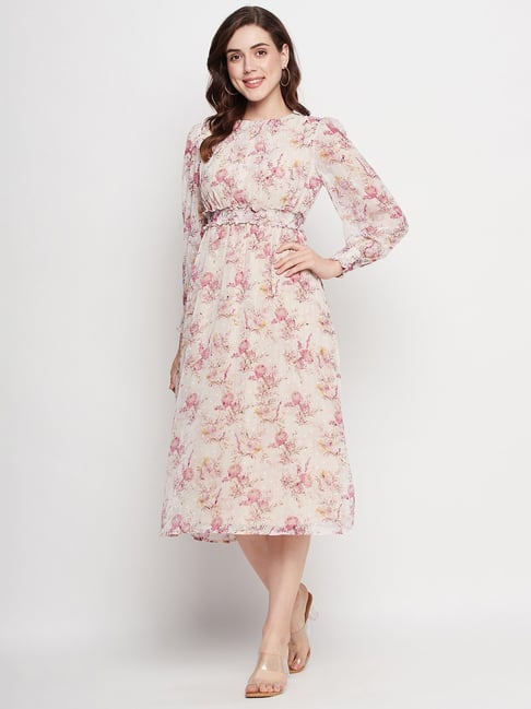 Buy Twenty Dresses by Nykaa Fashion White Printed Ruffle Floral Midi Dress  Online