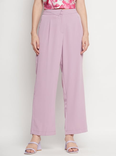 MADAME Mauve Regular Fit Mid rise Trousers-image-11