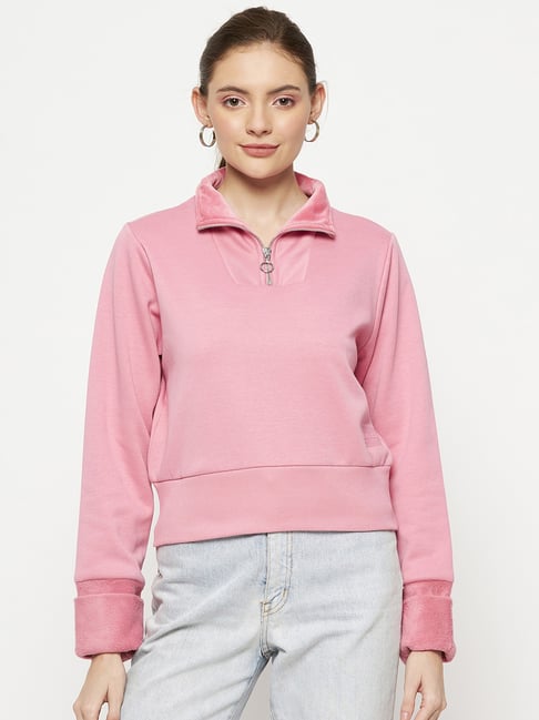 MADAME Pink Regular Fit Sweatshirt