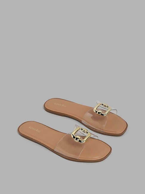 LUNA BLU by Westside Clear Trim Slide Sandals