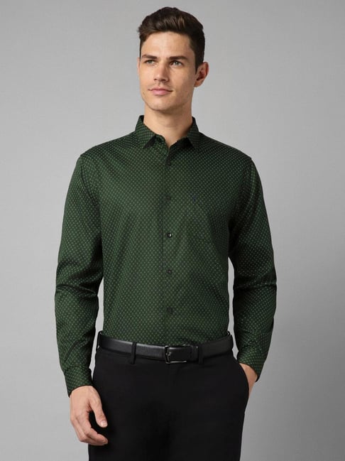 Buy Allen Solly Green Cotton Slim Fit Printed Shirt for Mens Online Tata CLiQ