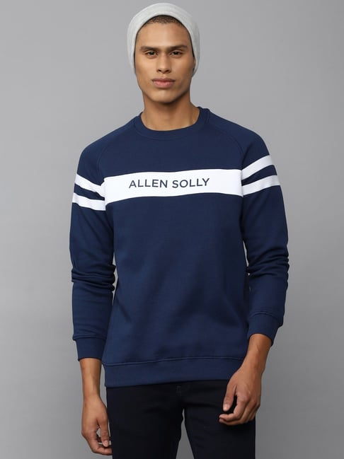 Buy Allen Solly Sport Blue Cotton Regular Fit Printed Sweatshirt