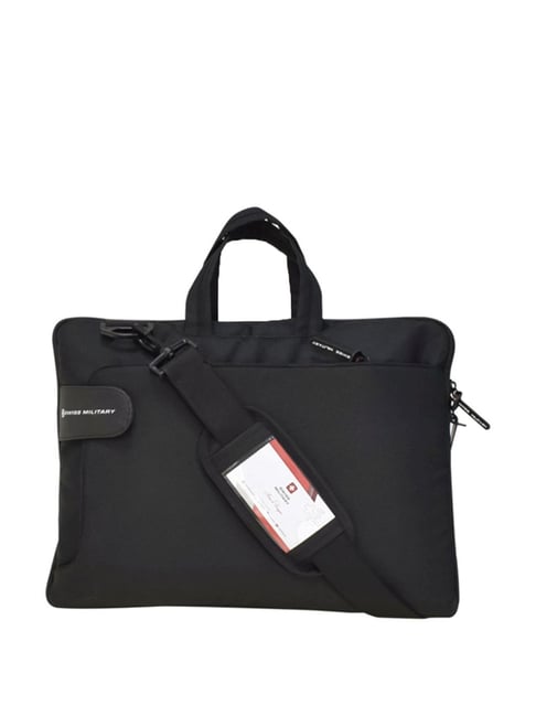 Swiss Military Black Solid Small Laptop Messenger Bag-picture-23