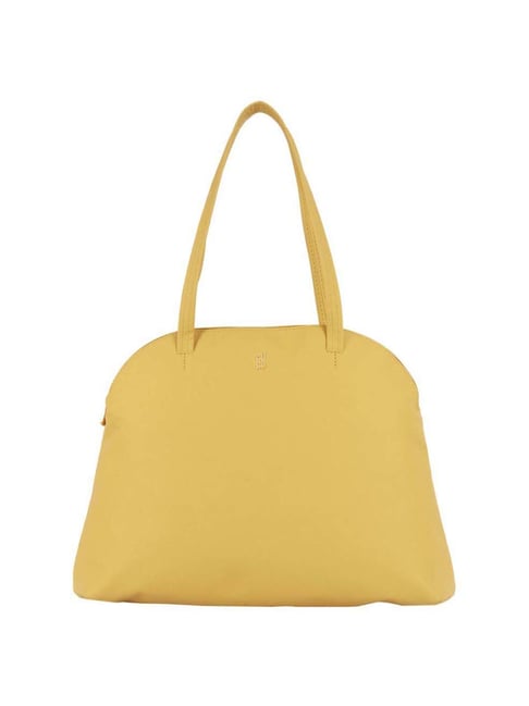 Pale yellow store leather handbag