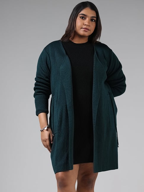 Green open outlet front cardigan