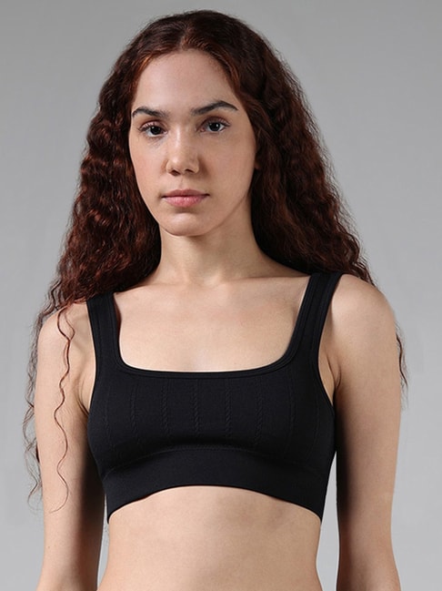 Superstar by Westside Olive Ribbed Padded Sports Bra Price in