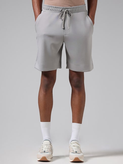 Studiofit by Westside Solid Grey Relaxed Fit Running Shorts