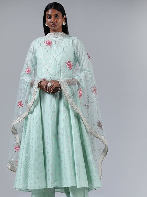 Turquoise anarkali best sale