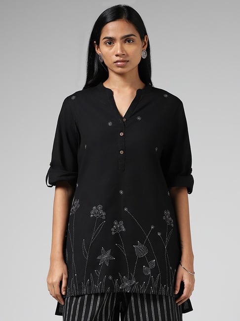 Diza Black Floral Printed Kurta – Cherrypick