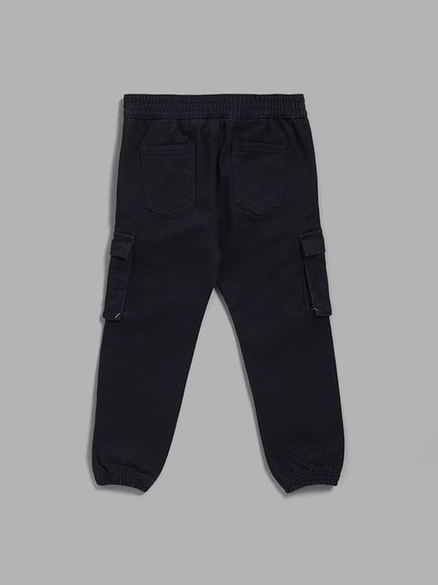 Boys black cargo online joggers