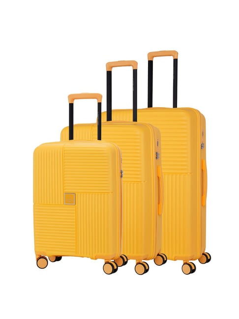 Nasher Miles Singapore Hard-Sided Polypropylene Set of 3 Yellow Trolley Bags (55, 65 & 75 cm)