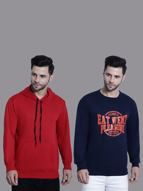 Vimal Jonney Red & Navy Regular Fit Printed Sweatshirt - Pack of 2-picture-48
