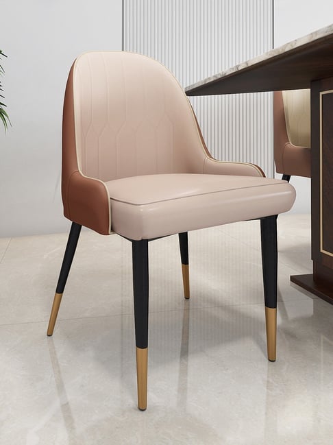 Durian Octavia Beige & Brown Premium Leatherette Dining Chair