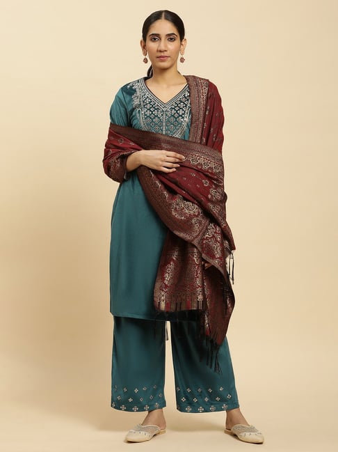 Buy W Blue Embroidered Pants for Women Online @ Tata CLiQ