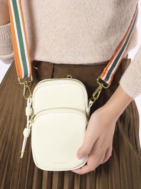 Accessorize London Cream Polyester Solid Mobile Pouch-picture-28