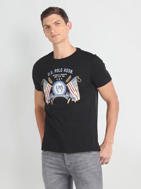 Buy U.S. Polo Assn. Denim Co. Black Cotton Muscle Fit Printed T-Shirt for  Mens Online @ Tata CLiQ