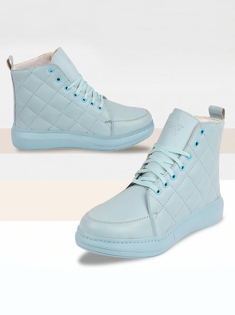 Fausto Women's Sky Blue Ankle High Sneakers-picture-24