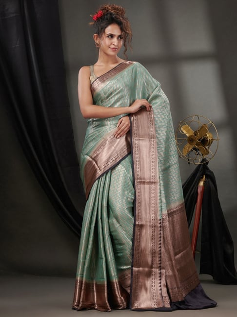 Buy Silk Border Aqua Blue Saree : 252560 -