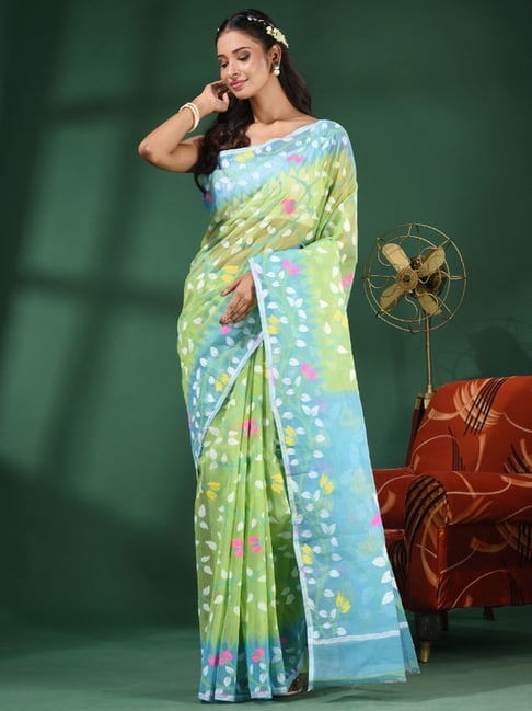 Buy Lime Green Bandhani Print Georgette Saree Online - Your Indian Wear