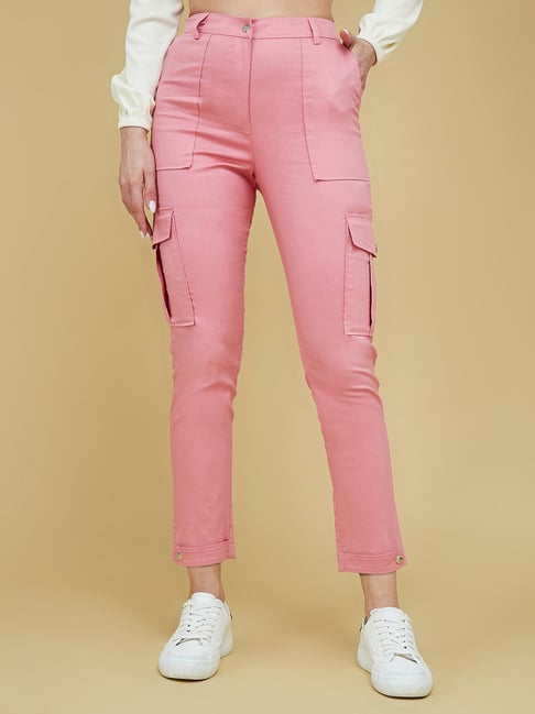 Life With Pockets Pink Relaxed Fit High Rise Trousers-picture-10
