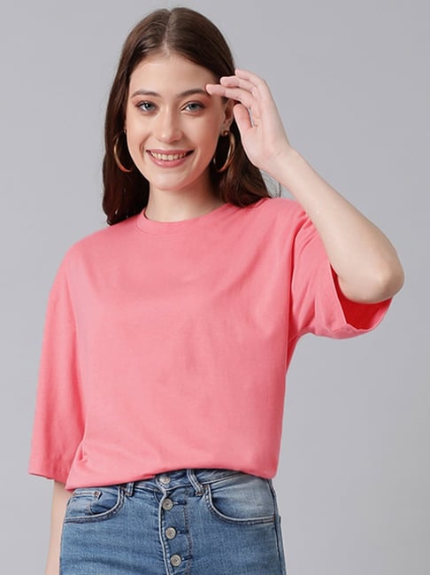 UNIQLO oversized shirt in dusty peach stripe (WOMEN, TOPS, SHIRT