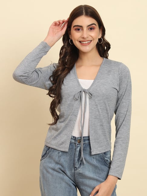 Grey cotton shrug for women 