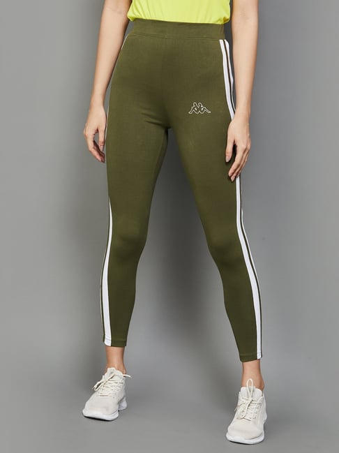 KAPPA Olive Green Striped Tights