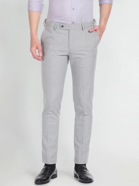 Arrow Grey Regular Fit Trousers-picture-10