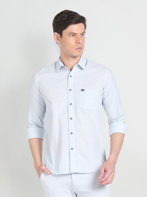 Arrow Sport Blue Cotton Slim Fit Checks Shirt