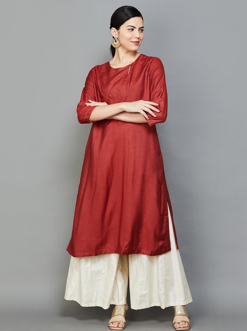 Buy Janasya Women's Rust Cotton Solid Flared Western Dress Online at Best  Prices in India - JioMart.