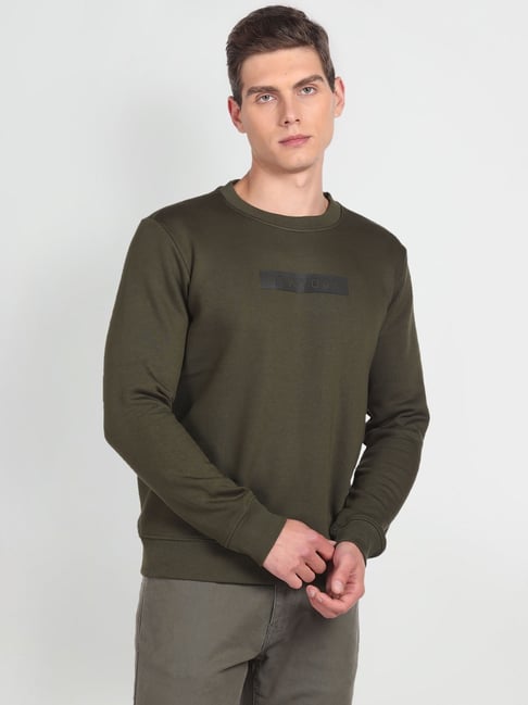 arrow new york Arrow Newyork Green Cotton Regular Fit Printed Sweatshirt-picture-32